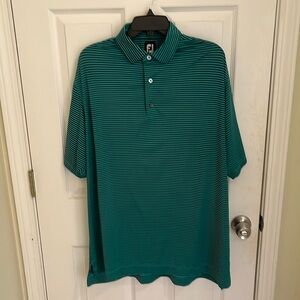 Men’s XL Footjoy Green & Black Striped Golf Polo